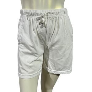 Vintage 90s White High Waist Cotton Drawstring Shorts Small New York Label